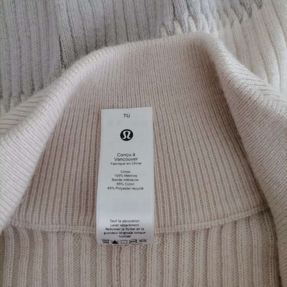 Lululemon Womens Ivory Short Sleeve Mock Neck 1/4 Zip Poncho Sweater Size OS - Picture 7 of 8